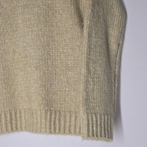 Magaschoni Beige Chunky Knit Crewneck Sweater Women's M Soft Cozy Textured - Picture 2 of 5